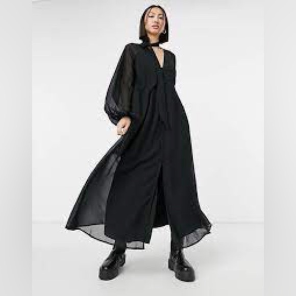 ASOS Dresses & Skirts - ASOS DESIGN Tie Neck Button-Down Maxi Tea Dress
